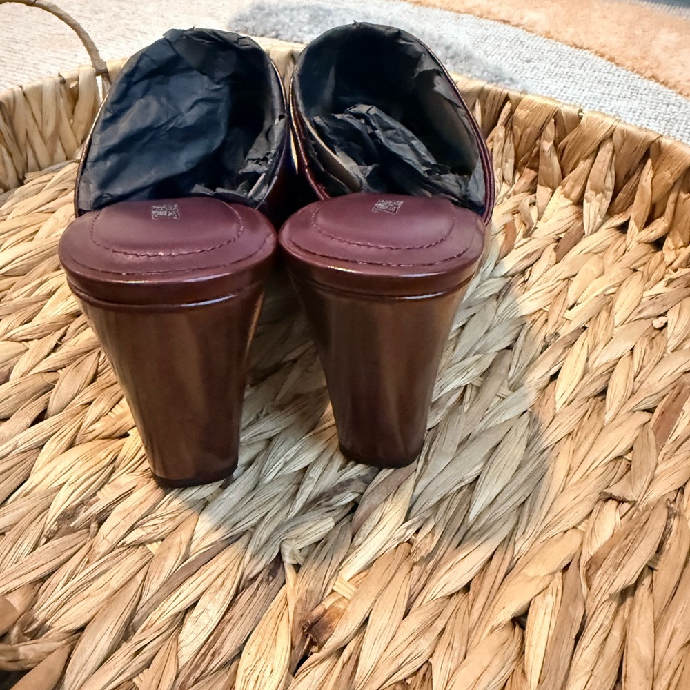 Zara Burgundy Wedge Mules - Picture 7 of 8